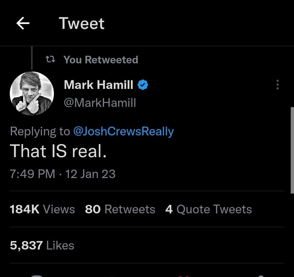 Screenshot of Mark's reply saying simply: That IS real. 