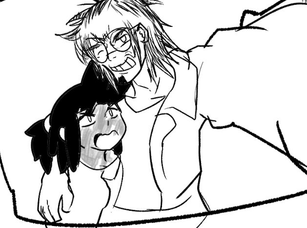 rather old drawing of Choi taking an embarrassing selfie with Kai