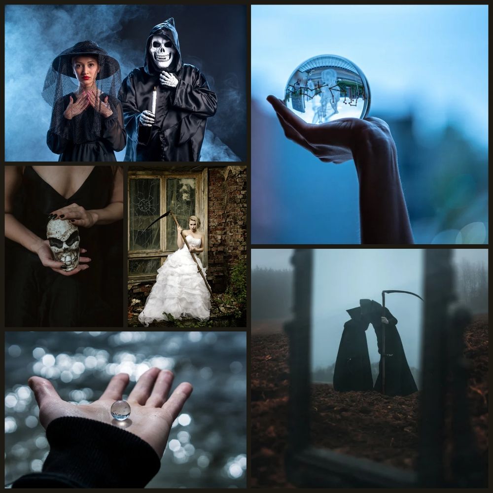 Mood board for a YA paranormal book focused on reapers.