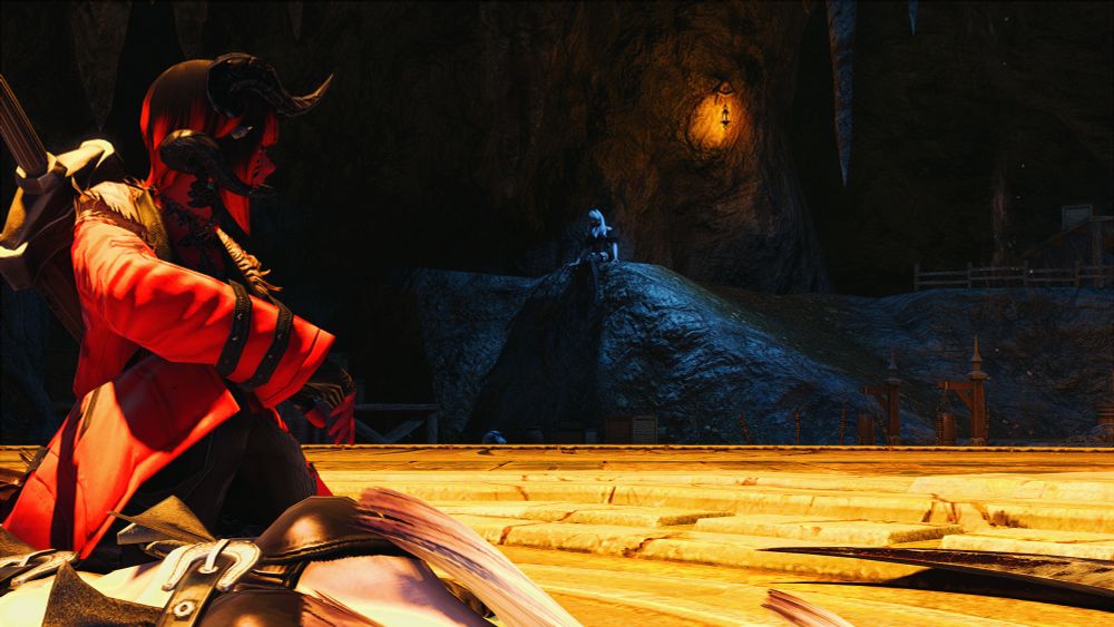 Glancing over at a distant ledge, she her gaze is drawn to a different Galatea Magna. One that sits by itself in a seemingly inactive state, having never responded to the scions previous visit, nor her own current presence.