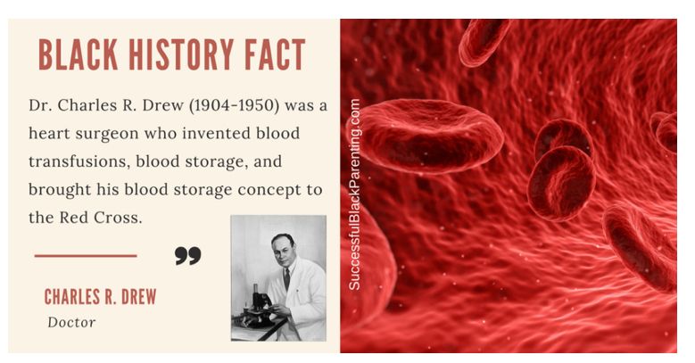 Dr. Charles R. Drew was a heart surgeon who invented blood transfusions, blood storage and brought his blood storage concept to the Red Cross.