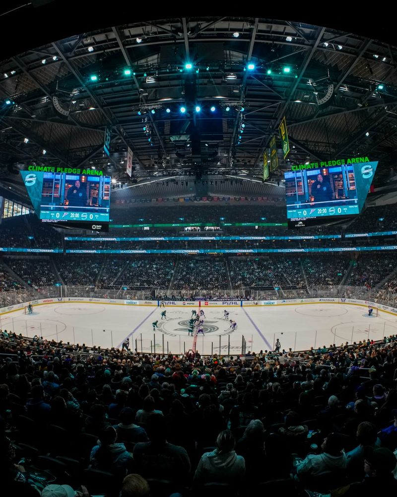 a photo showing the packed, 16,014-strong crowd inside Climate Pledge Arena for the Seattle Torrent's home opener.