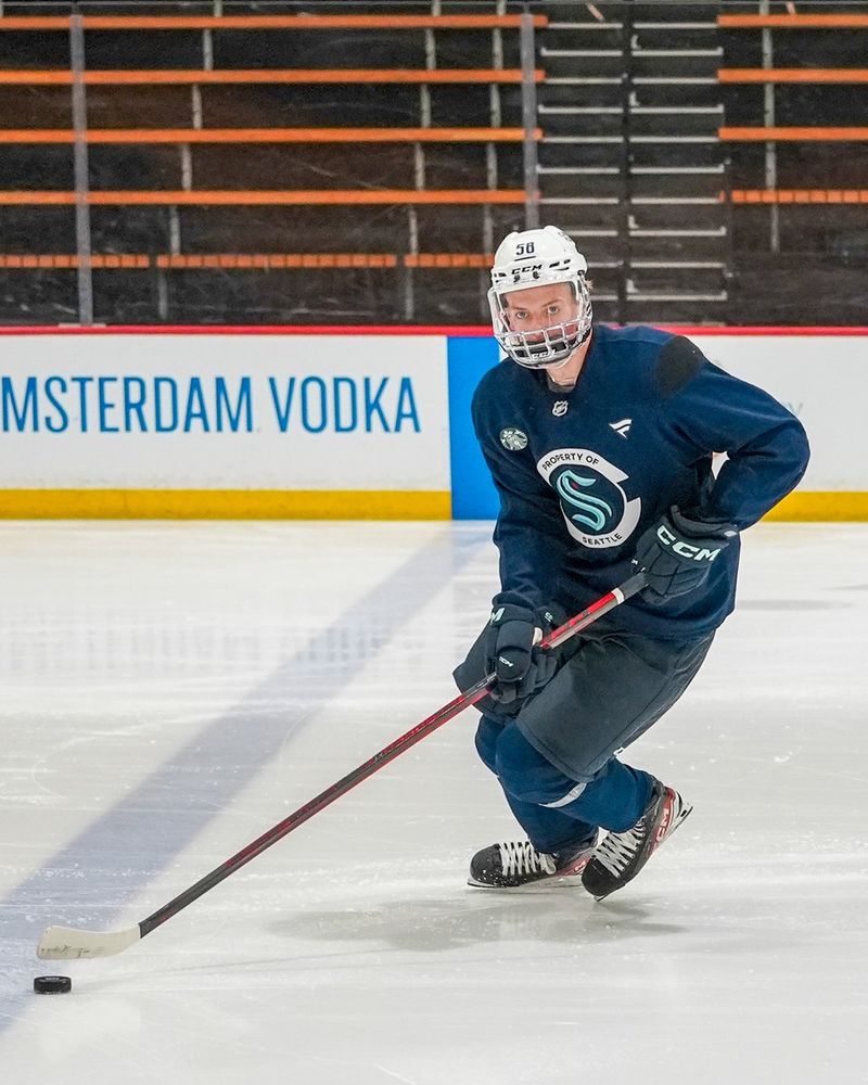 Photo of Logan Krantz skating during Dev Camp practice.
