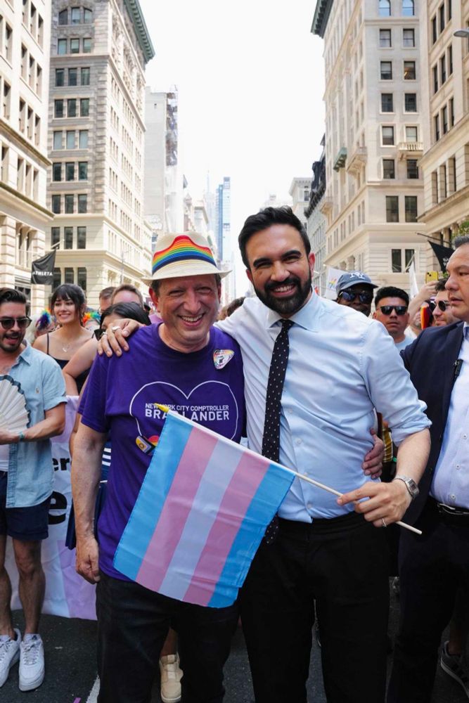 Brad with Zohran Mamdani at the Pride parade.