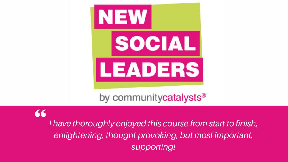 New Social Leaders logo with a quote.