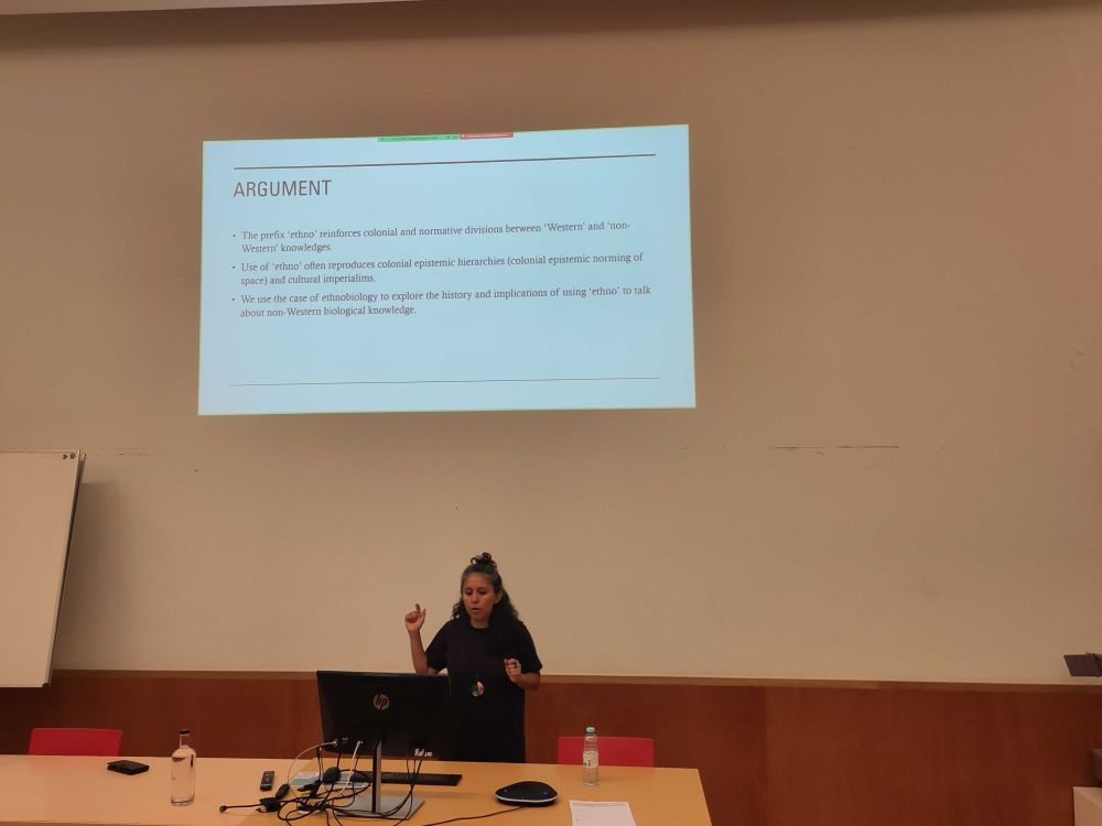 Abigail Nieves Delgado during her talk on the meaning of the prefix “ethno” in ethnobiology.