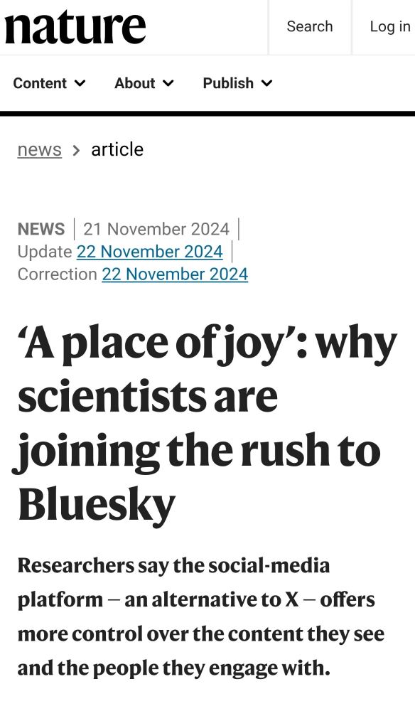 a headline reading "A,place of joy" why scientists are joining the rush to bluesky. (finally some brains around here)