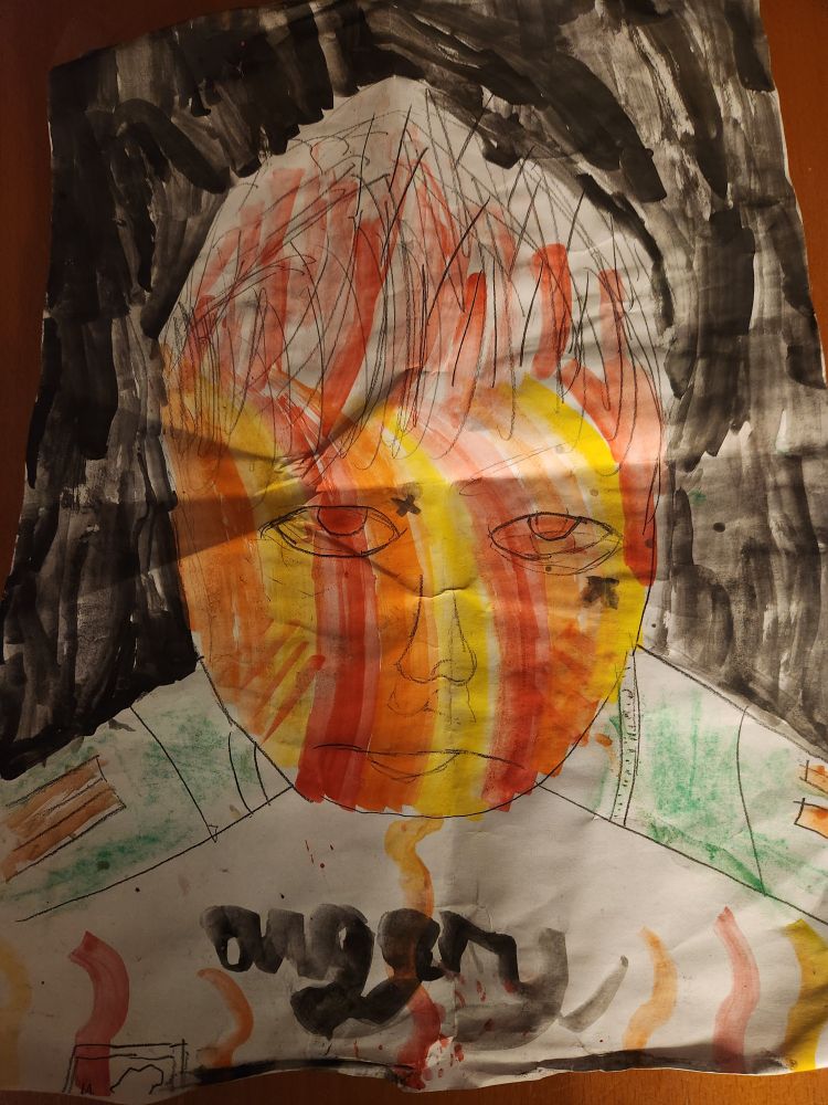 Terrifying self portrait by angry 10 year old