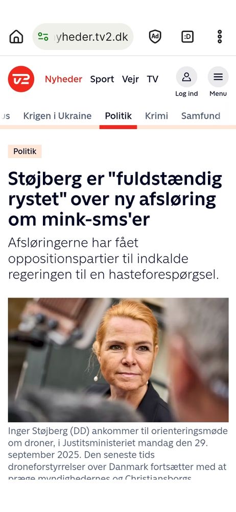 Screenshot of a newspaper clip about a Danish right wing politician 