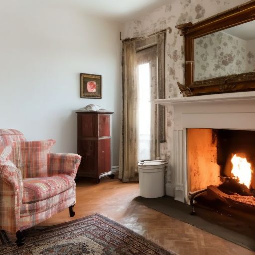 You are in a plain sparsely decorated room. There is an armchair situated near a finished fireplace. Objective: find the key to the next room.