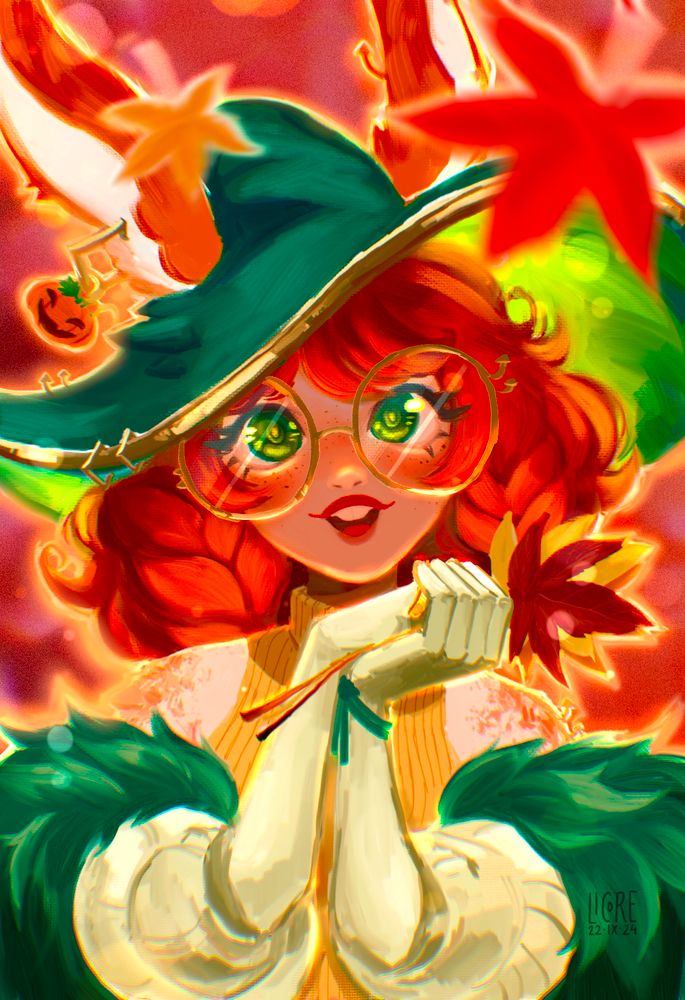 Aurora, a champion from League of Legends, but in Autumn-themed clothing 🍁🍂