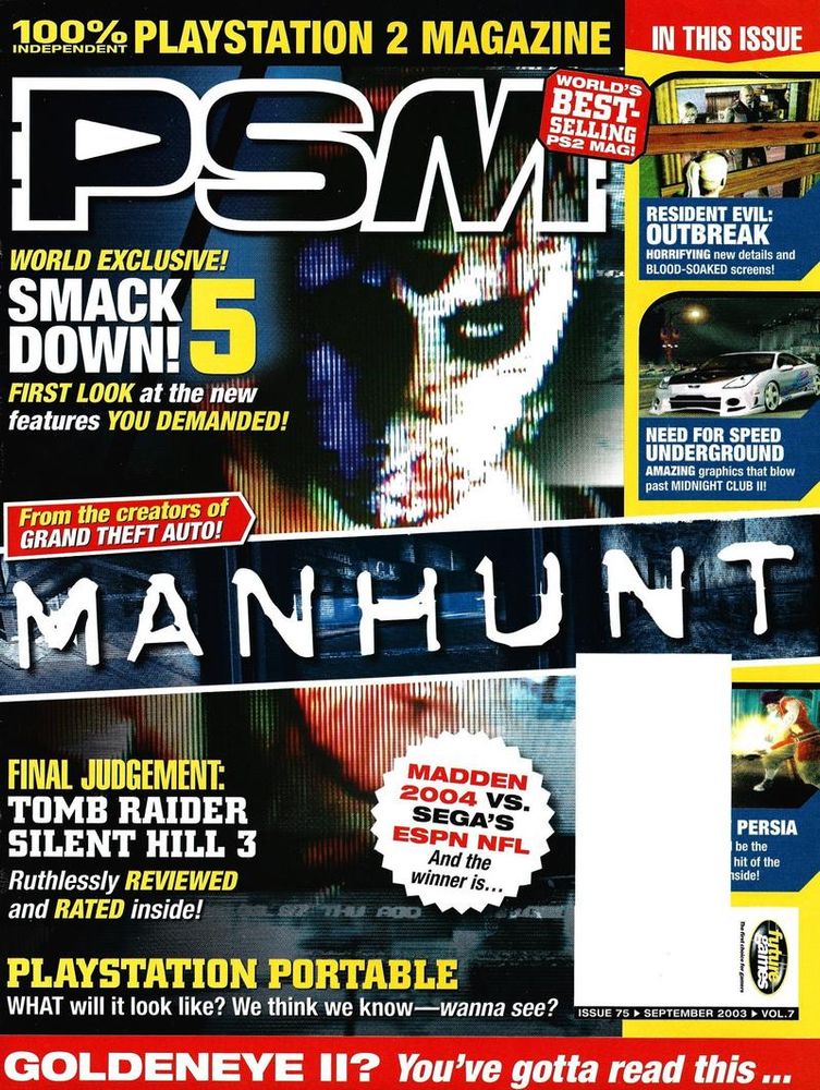 PSM #75, September 2003 - 'Manhunt' cover.
