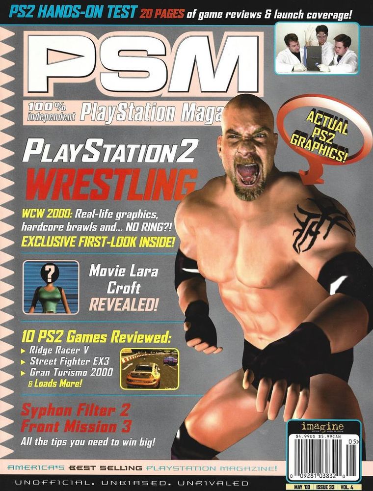PSM #33, May 2000 - 'WCW 2000' cover. The game would be cancelled with WCW being purchased by WWE.