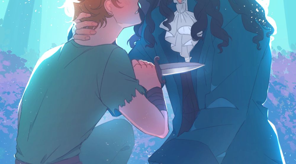 cropped preview of an illustration of peter pan and captain hook from the book peter darling by s.a. chant