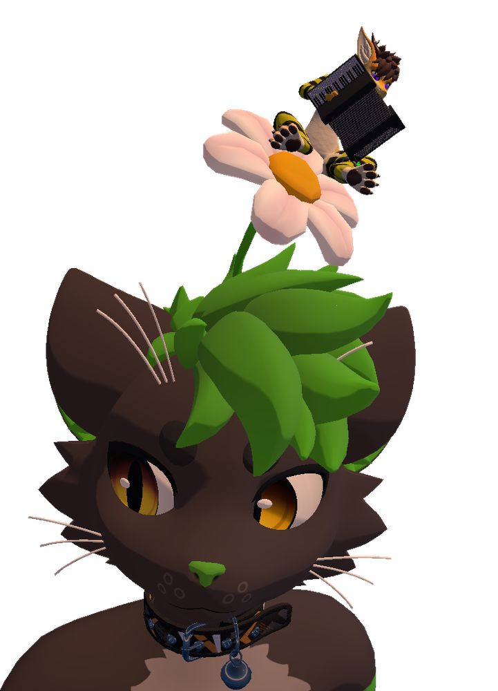 Resonite screenshot of me and Clang (kobold) in Resonite
