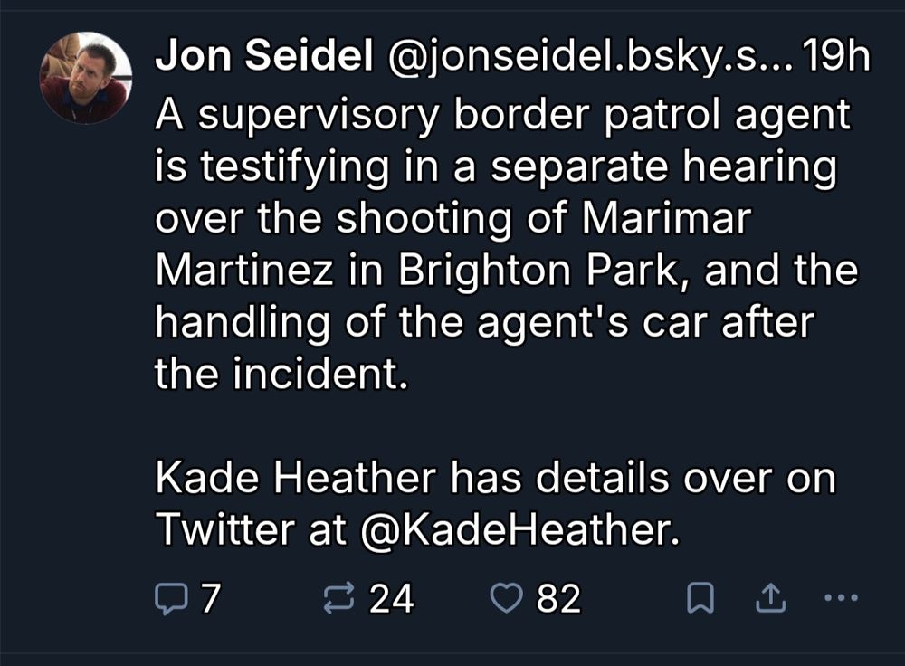 Account chronicling a hearing about an ICE shooting telling people to follow an account on Twitter for more information.