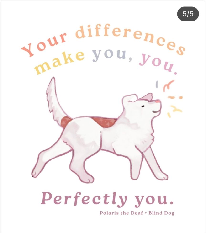 Your differences make you, you. perfectly you. -Polaris the Deaf Blind Dog 