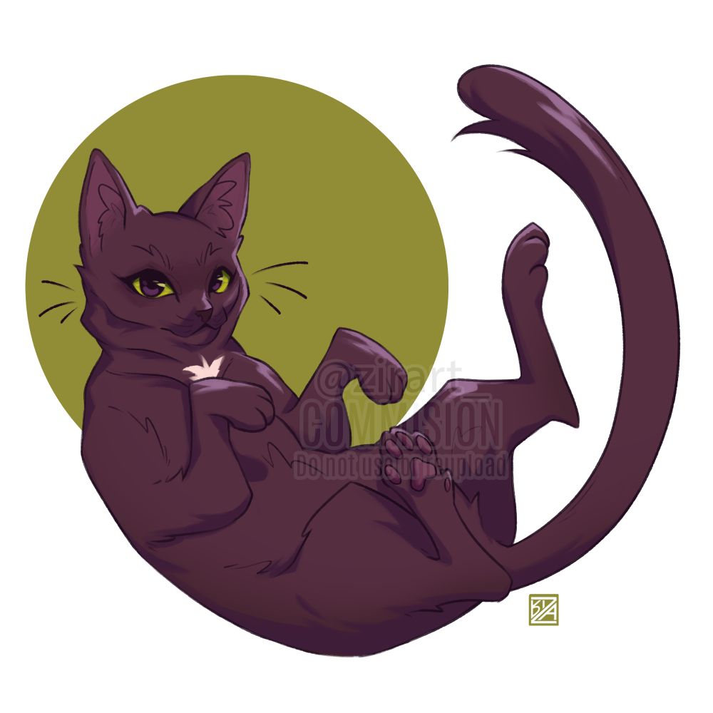 Comisión de una gata negra en formato dibujo digital