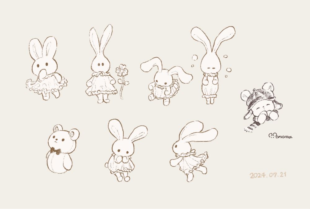 くまとうさぎのぬいぐるみの絵
