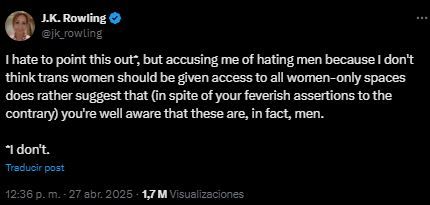 "I hate to point this out*, but accusing me of hating men because I don't think trans women should be given access to all women-only spaces does rather suggest that (in spite of your feverish assertions to the contrary) you're well aware that these are, in fact, men.

*I don't."