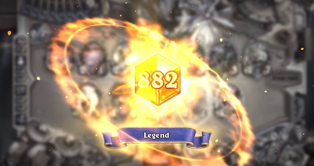 Hearthstone end of game Legend Rank 882 explosion pop-up.