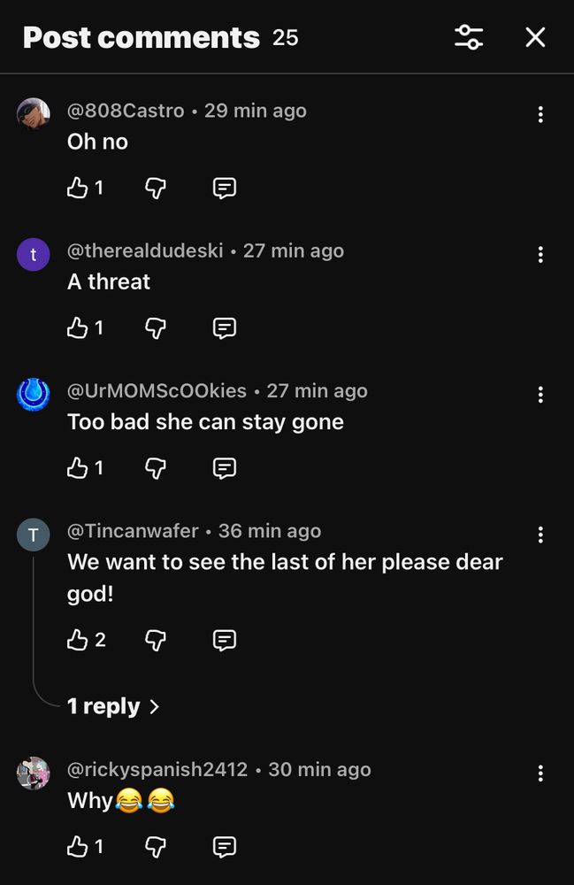 Screen shot with comments from fans saying they are not happy with Nikki saying they’re assured to see her again. 