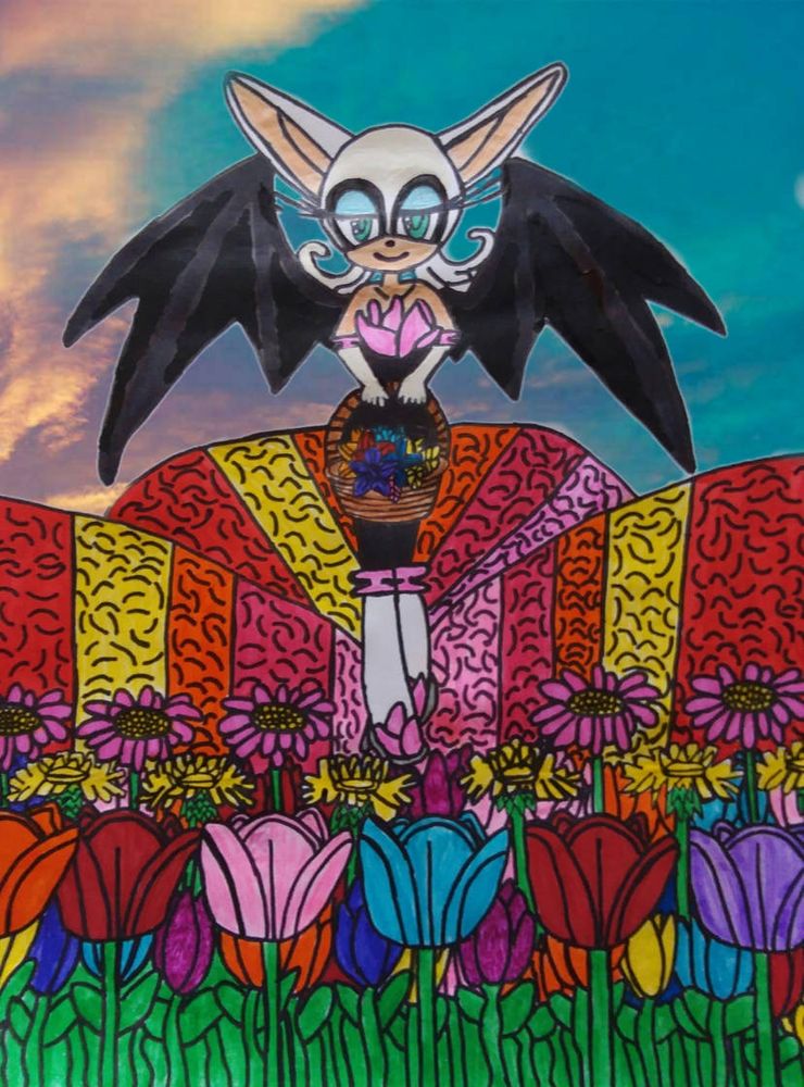 I was going to make own flower Rouge drawing but I decided to temporarily halt it because my friend GoddnessPrincessLulu was having a miserable day from a horrible hacker group incident so I decided to ask her if I can remake her drawing to cheer up and she yes and I hope she's feeling better and hopefully someone can stop the hacker.

Oiginal art belongs GoddnessPrincessLulu
Redraw version me
Rouge the bat belongs to Sega.   

Fish entry for Flower Fairy Fest challenge, at thenintendogirlsclub and Smash-New-Universe