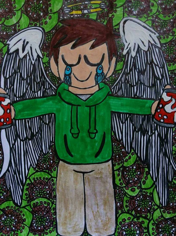 This is a request from @MaidSweetieBop for wanting a artwork of Edd from Eddsworld although it is sad that we lost him back in 2012 however his legacy and his world is still spanning to this very day and hopefully new and old can keep Eddsworld alive for many generations.

Shout out goes to @MaidSweetieBop for the idea and request.

Disclaimer: I apologize for drawing Edd as an angel and back then I did not know that both Edd's family and the crew actually doesn't want people drawing Edd as an angel because of it, there will be no more Angel Edd and this drawing was made back then and I did not have knowledge of information.