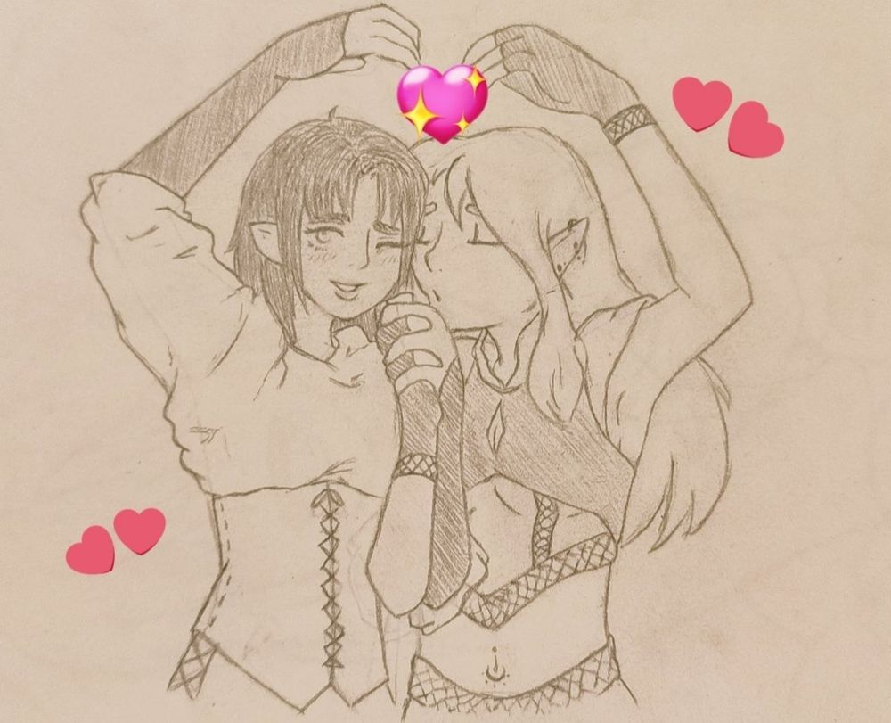 Una pareja de chicas haciendo un corazón con las manos