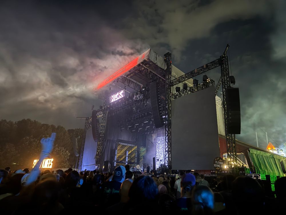 smoke from pyro over the stage at the shaky knees fest