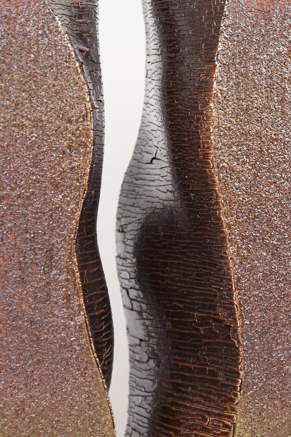 Detail view of inside surface. Surprising variety in colors ranging from greens to purples. No glaz was applied, this is just wood ash.