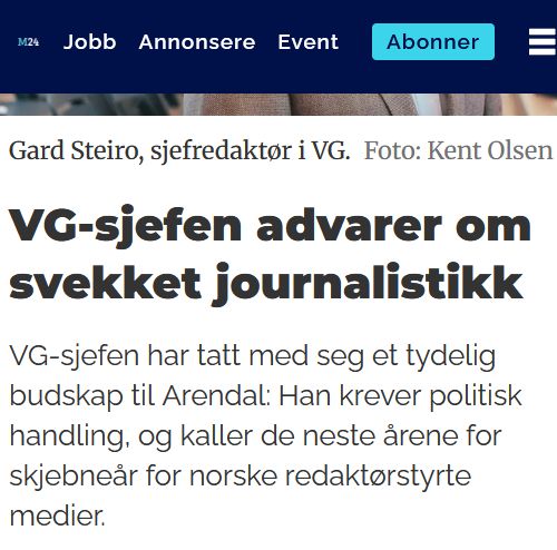 VG-sjefen advarer om svekket journalistikk