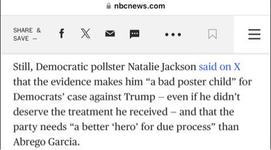 Pollster Natalie Jackson being an asshole by suggesting Dems shouldn’t fight for Abrego Garcia. 