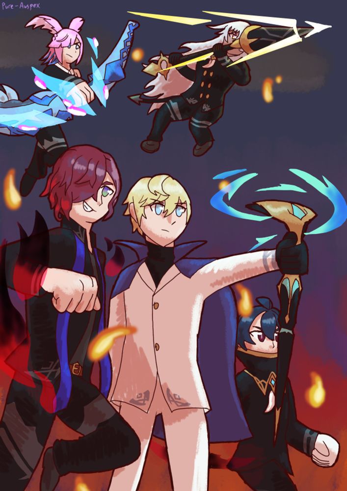 The Apostles from Dragalia Lost, fanart to recreate the scene of them at the beginning of the Satan raid