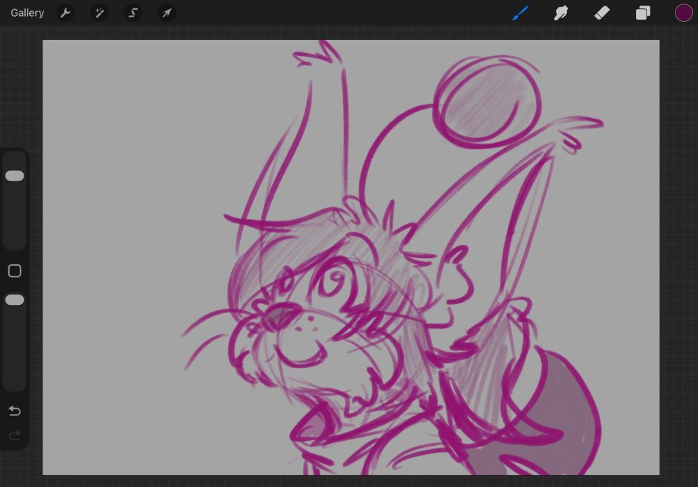 A digital drawing of a Moogle looking upwards, referencing the Frieren head angle thing that has been going around recently