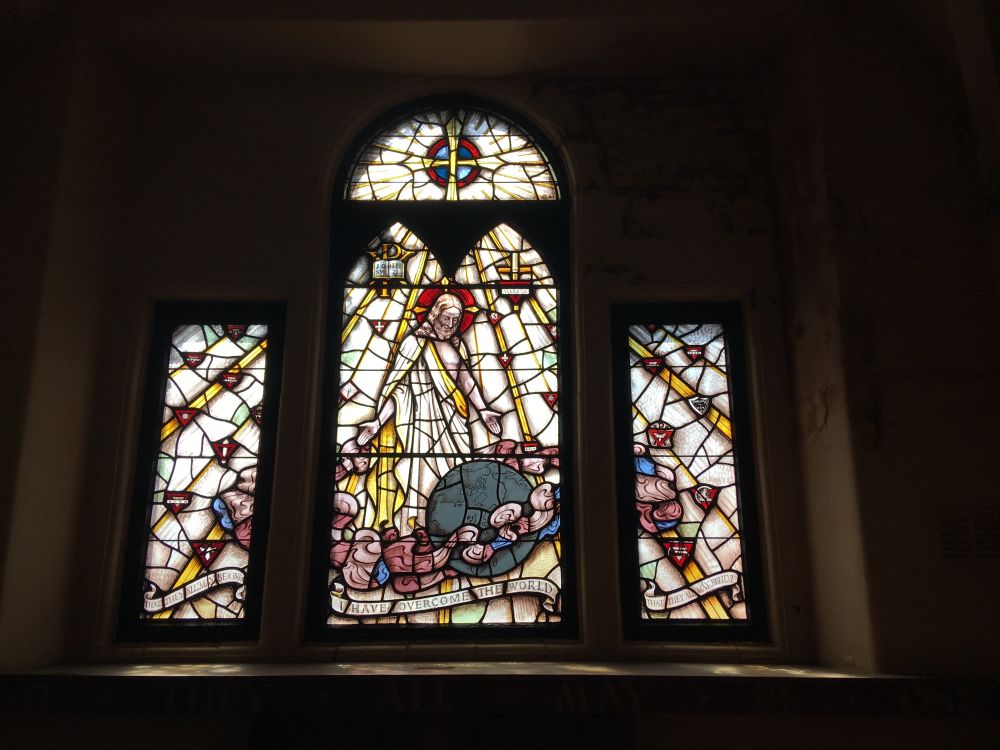 Masonic chapel stained glass windows in the ymca st.helens