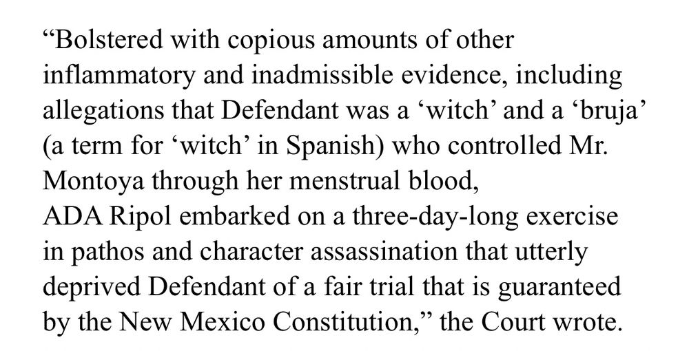 A screenshot of a news release from the New Mexico court system on a murder conviction in Taos being overturned. 