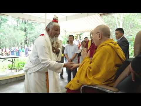 Loten Namling, a Tibetan artist presenting a traditional Drekar song to HHDL 2025-05-30