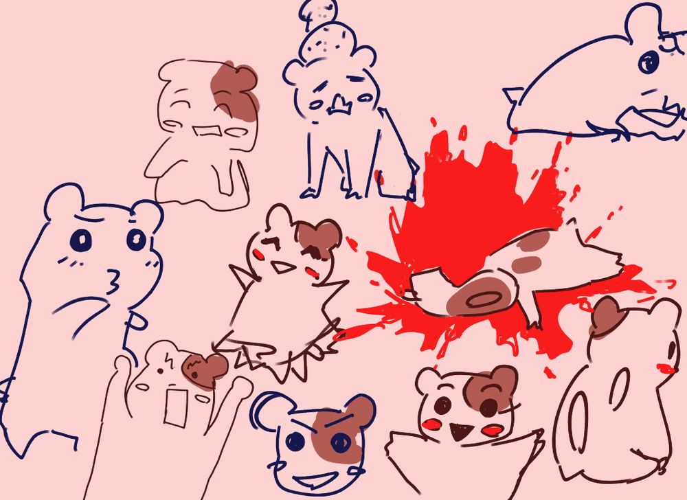 A bunch of doodles of ebichu.