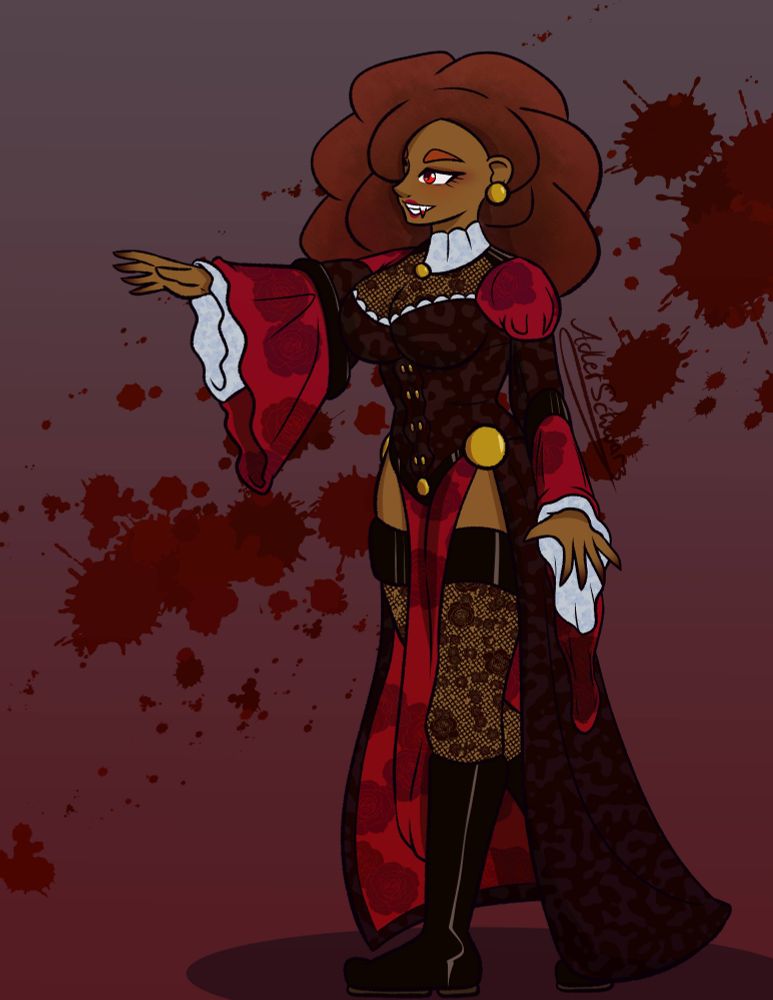 Vampire Marionne stalking the blood spattered halls 