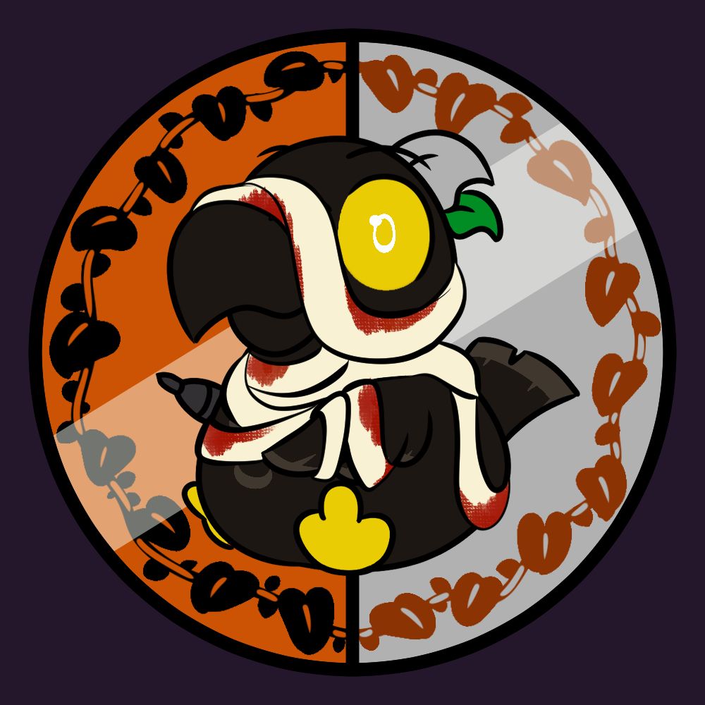 my spooky halloween profile picture, birdsona Adler wrapped in bloody mummy bandages