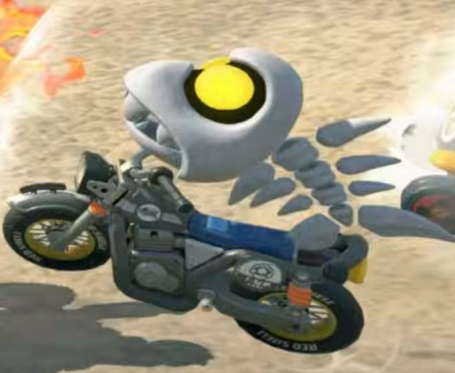 Screen d'un trailer de MarioKart World

On y voit un poisson squelette qui conduit une moto