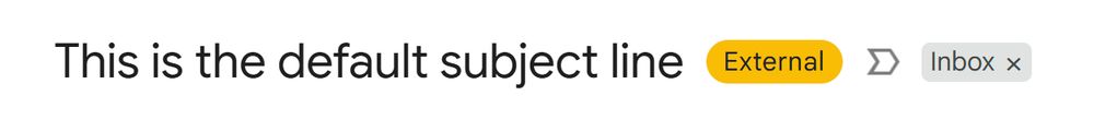 "This is the default subject line" as text in the header of an email