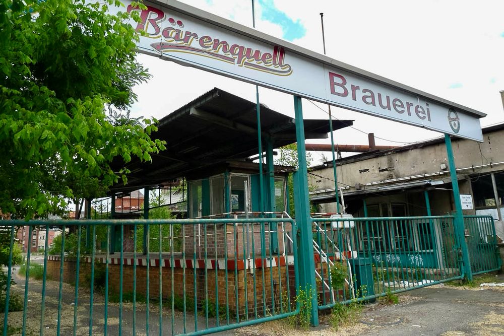The former entrance to a former brewery, abandoned on April Fool’s Day 1994. What were they thinking? 