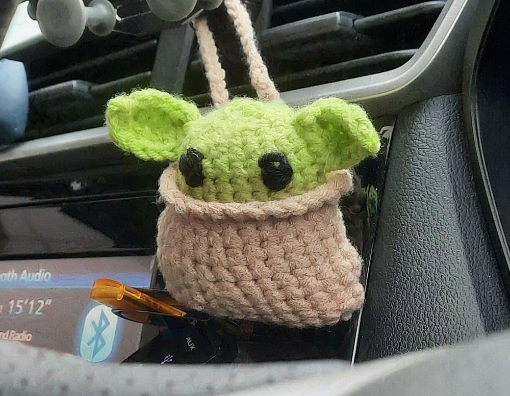 Crocheted Grogu amigurumi