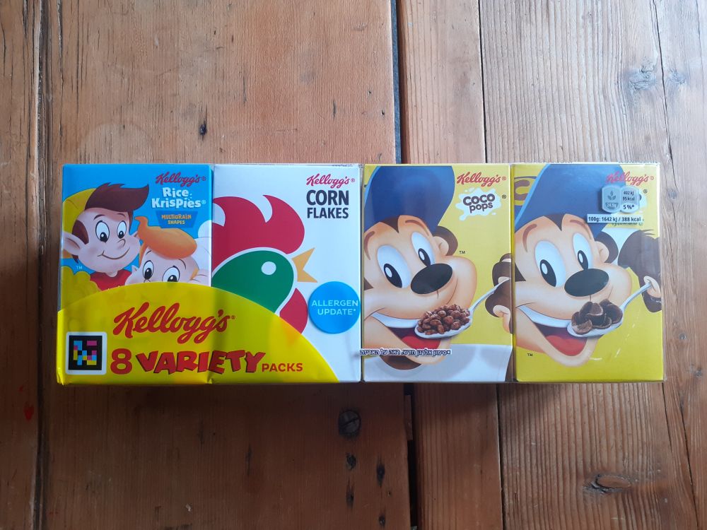 Image of a Kellogg's kids cereal variety pack. 