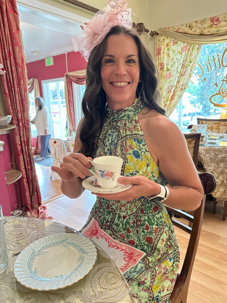 Andrea Trudeau holding a tea cup