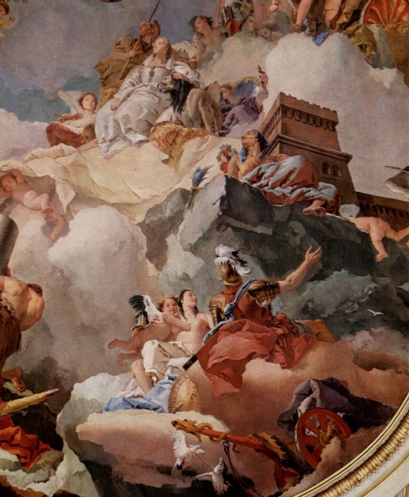 Giovanni Battista Tiepolo, Venetian Rococo artist, born #OTD 1696, master of decorative, illusionistic frescoes, with bold brushwork and vivid, luminous colours.
Royal Palace of Madrid