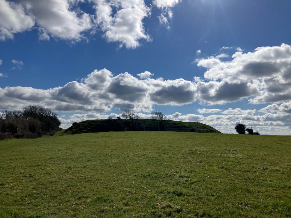 Maes Knoll, a grassy man-made hill.