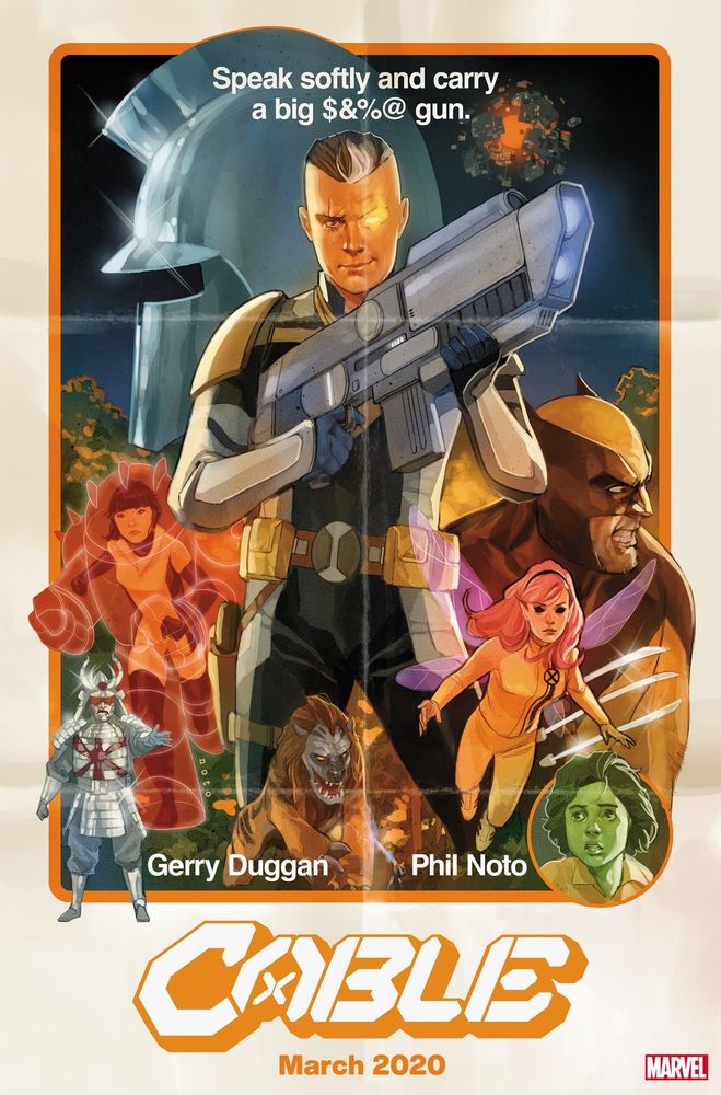 Promo poster for the 2020 Cable series by Gerry Dugan and Phil Noto, starring hot twink Cable